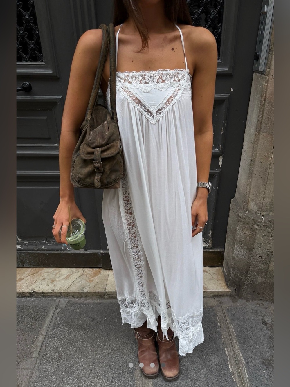 Free People Kiss Me Later Maxi Slip Dress in White